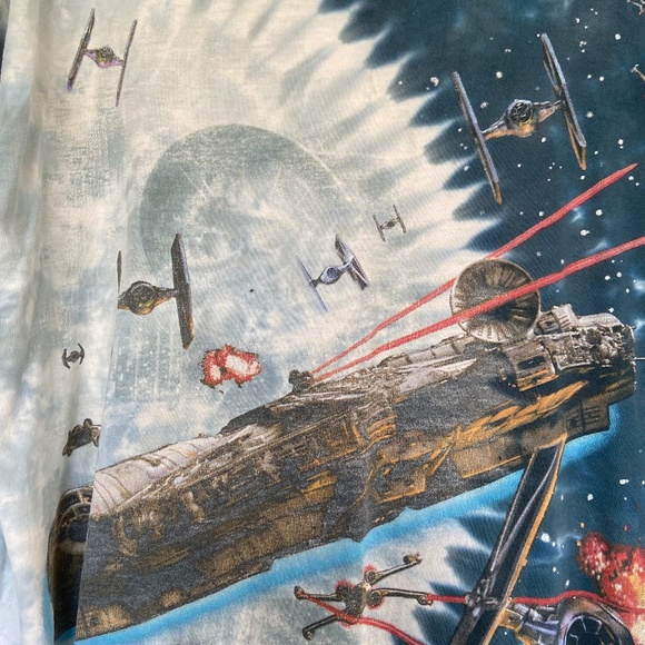 Vintage 1997 Liquid Blue Star Wars T-Shirt Mens XL Millennium Falcon AOP 90s Tee - Picture 5 of 14